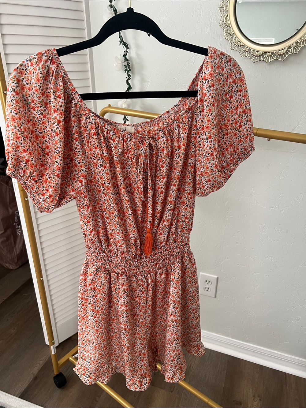 Floral Off-Shoulder Red Summer Dress